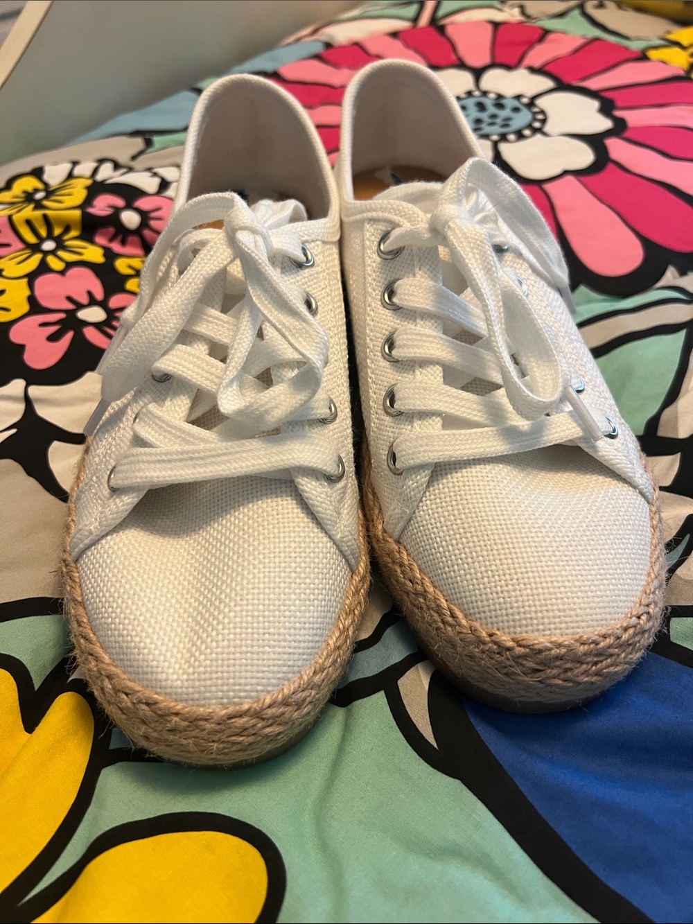 Tommy Bahama White Canvas Espadrille Sneakers with Jute Trim